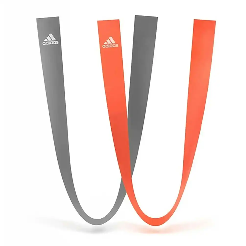 2x Adidas Latex Pilates Resistance Workout Bands Sports Fitness/Exercise Grey/OR