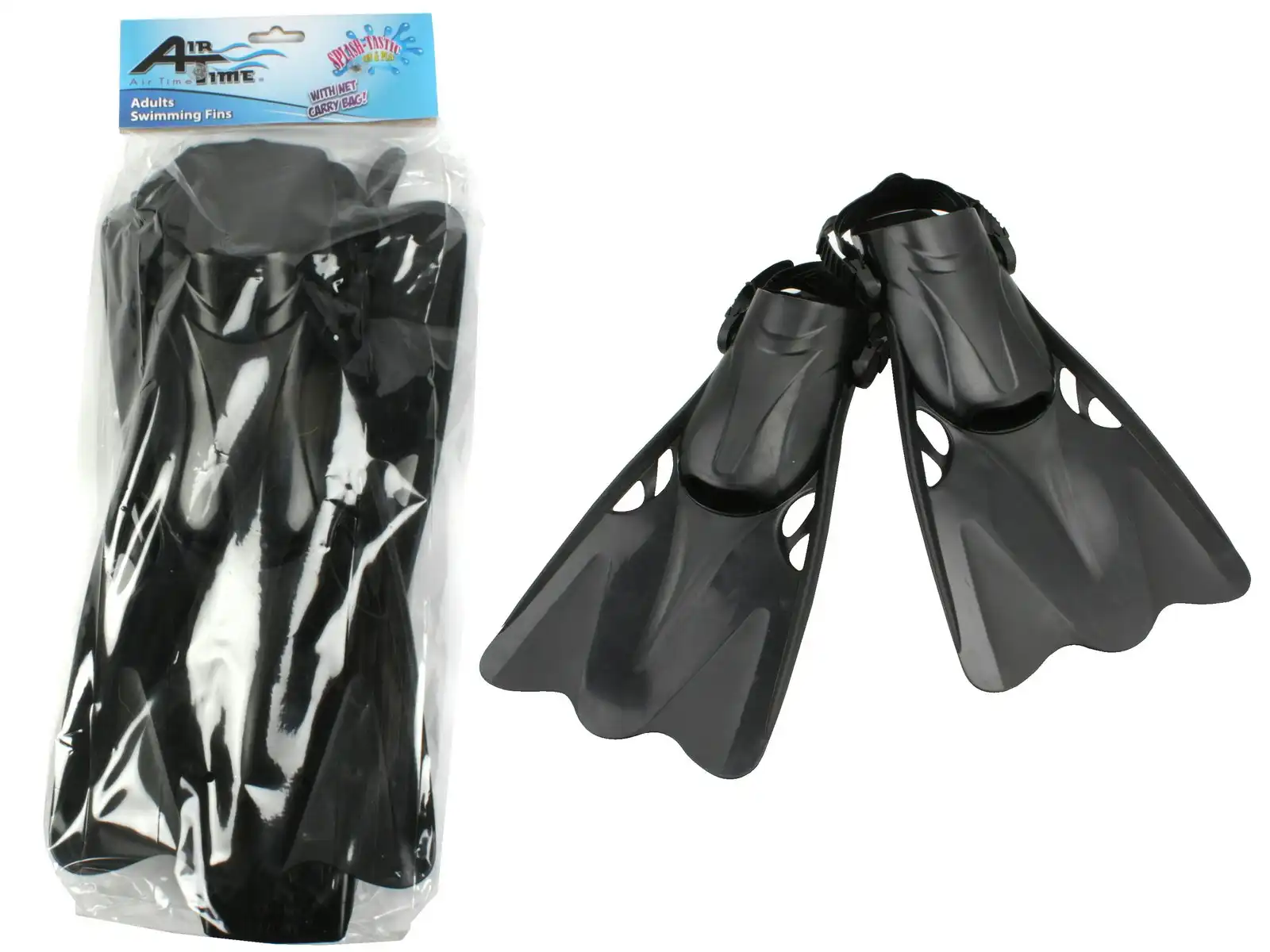 Airtime Swimming Fins Adult Pool/Beach Snorkeling/Scuba Diving Equipment Black