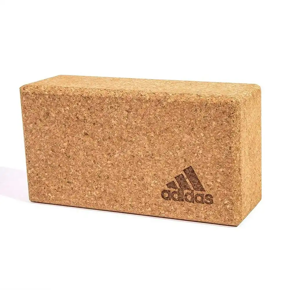 Adidas Cork Yoga Block Sport Fitness Gym/Home Workout Prop Exercise Brick Brown
