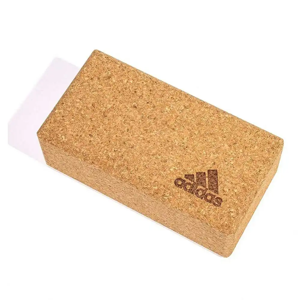 Adidas Cork Yoga Block Sport Fitness Gym/Home Workout Prop Exercise Brick Brown