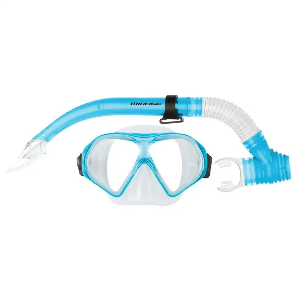 Mirage Watersports Adult Silitex Beach Swimming Goggle Mask/Snorkel Set Blue