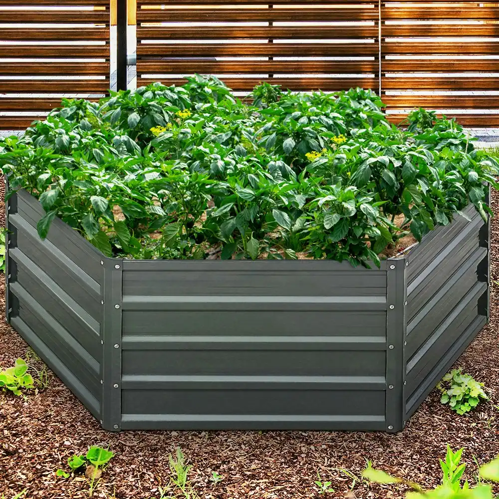 Greenfingers Garden Bed 130x130x46cm Kits Raised Vegetable Galvanised Steel