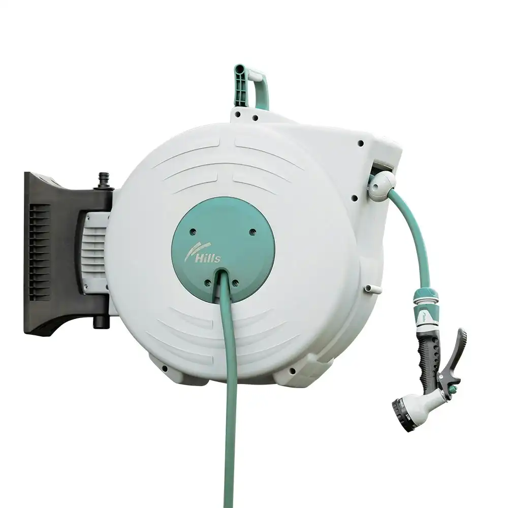 Hills 20M Retractable Wall Mounted  Kink Free Water Hose Reel UV Resistant