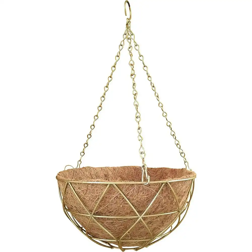 Northcote Pottery 30cm Alice Triangle Hanging Plant Basket Steel/Coco Brass