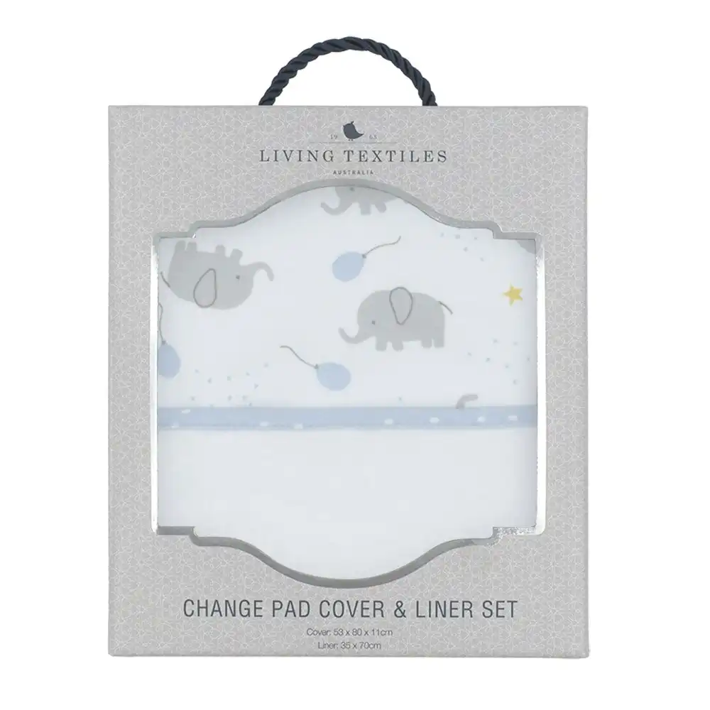 Living Textiles Cotton Jersey Nursery Change Pad Cover & Liner Mason Elephant