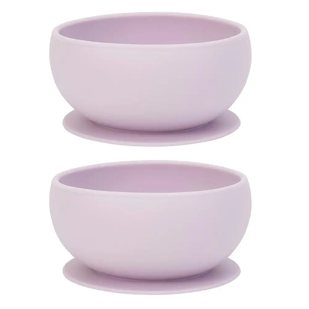 2x Annabel Trends Baby/Kids Silicone Suction Food Feeding Bowl BPA Free 0+ Lilac