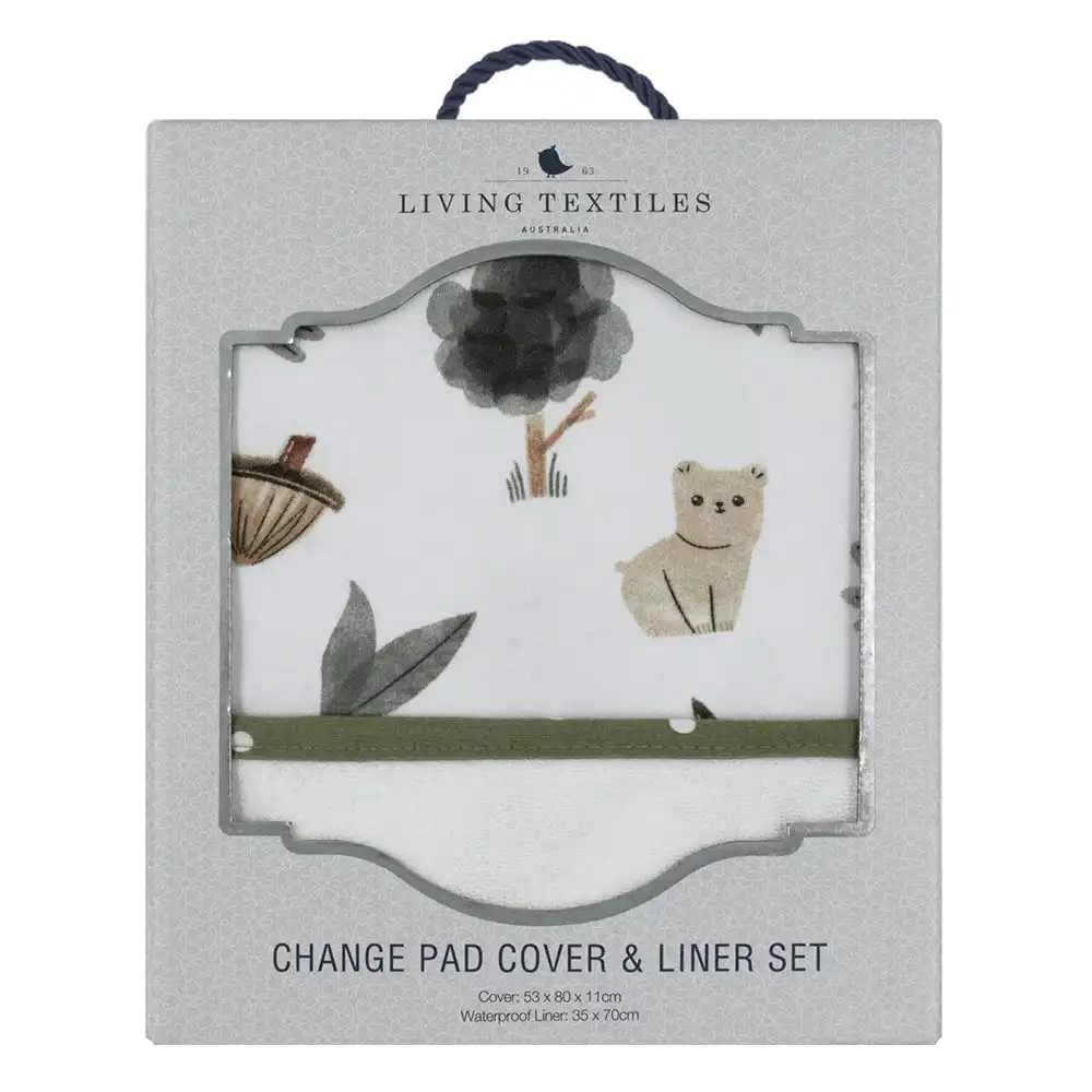 Living Textiles Change Infant Pad Cover & Liner Set Forest Retreat/Olive Dots