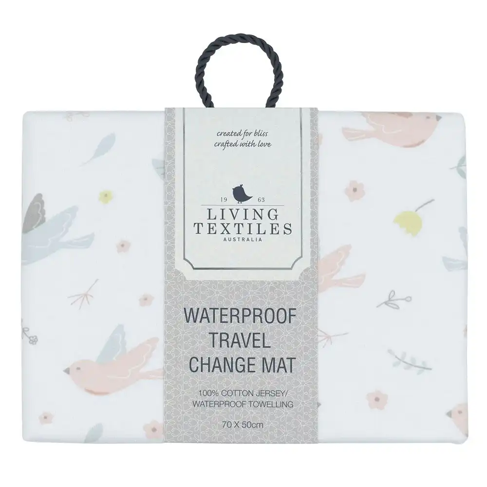 Living Textiles Baby Cotton Waterproof On The Go Travel Change Mat Ava Birds