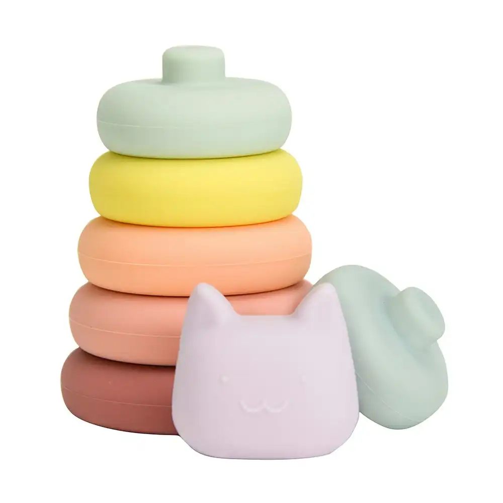 7pc Annabel Trends Silicone Cat Stackables Baby/Kids/Child Chew Teether/Toy 0m+