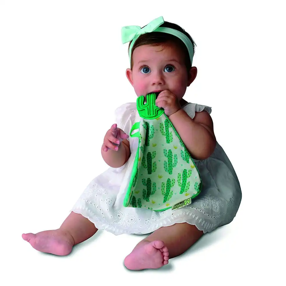 Malarkey Kids Munch-it Soft Fabric Baby 3m+ Chewing Blanket Silicone Cacti Cutie