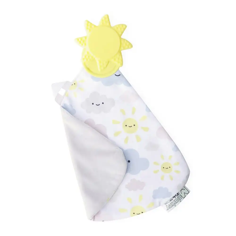 Malarkey Kids Munch-it Soft Fabric Baby 3m+ Chewing Blanket Silicone Sunshine