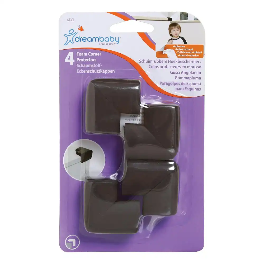 4pc dreambaby Baby Safety Foam Furniture Table Corner Edge Padded Bumpers Brown