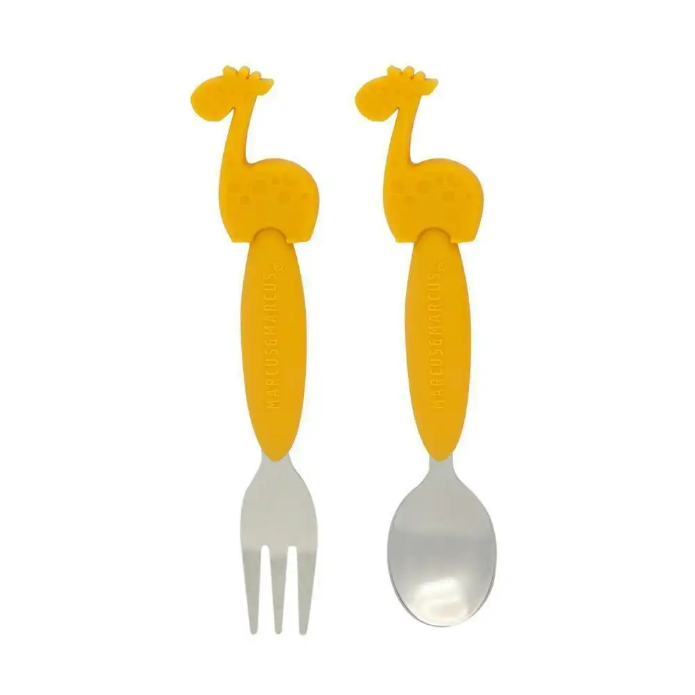 2pc Marcus & Marcus Silicone Children's Cutlery Dinner/Eating Set Lola YEL 3y+