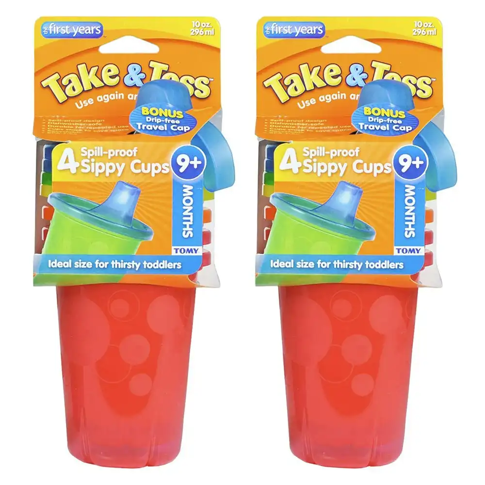 8pc The First years Take & Toss 10oz/296ml Spill Proof Drinking Cups Kids 9m+