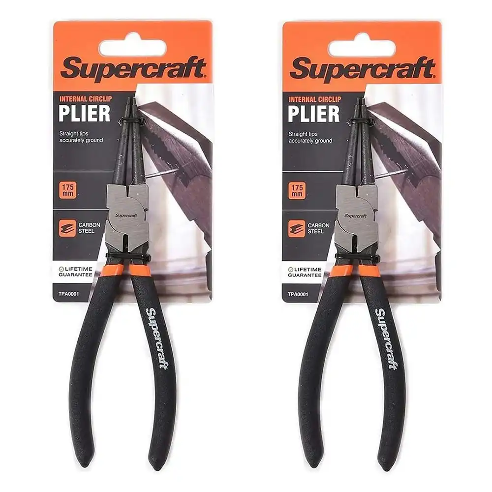 2x Supercraft Internal Circlip Straight Nose Pliers Carbon Steel  175mm