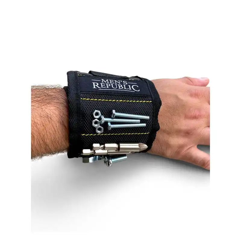 Men's Republic Handyman DIY Magnetic Strap On Wristband Bolt/Screw Holder Black