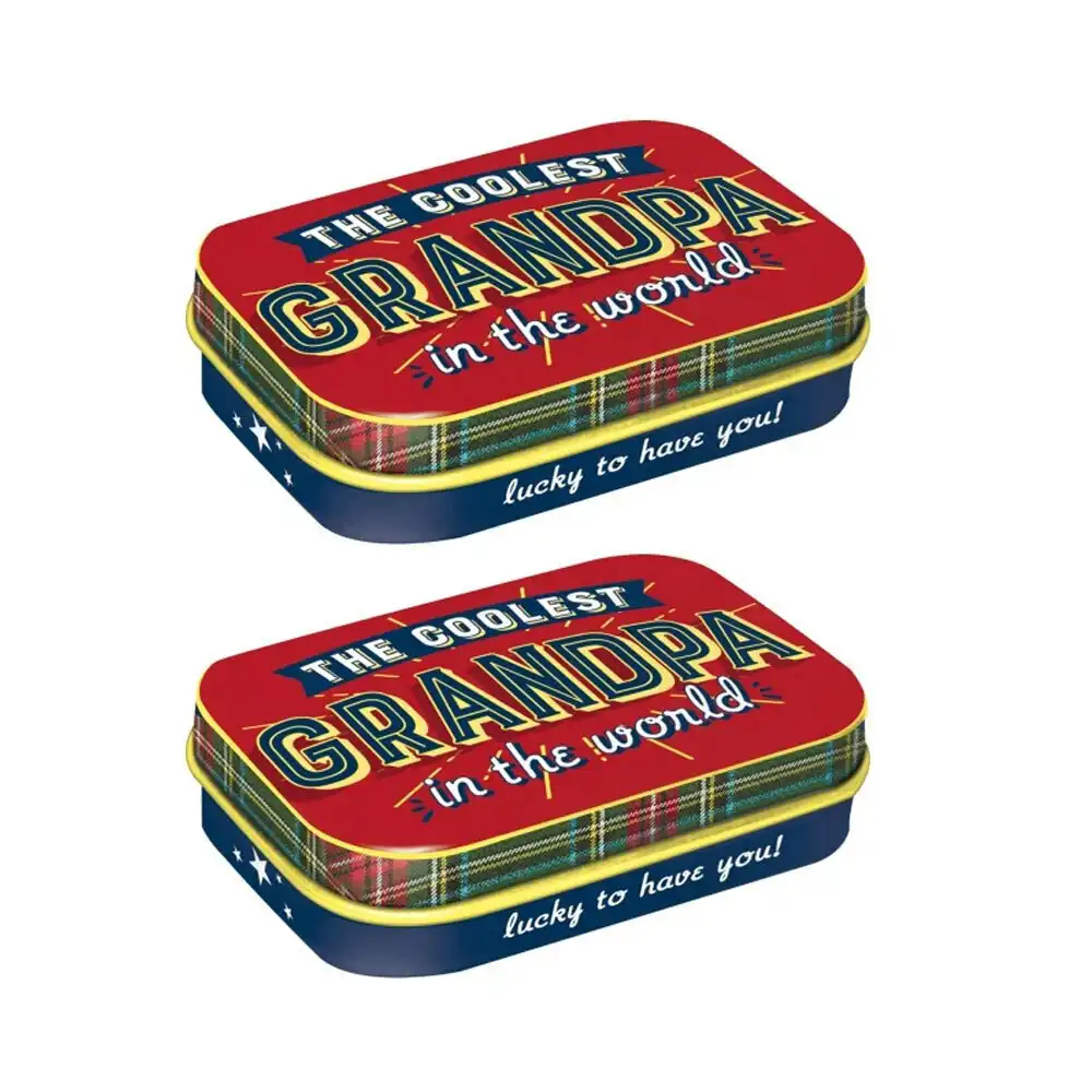2x Nostalgic-Art 4x6cm Mint Box The Coolest Grandpa Metal Tin Fresh Breath Candy