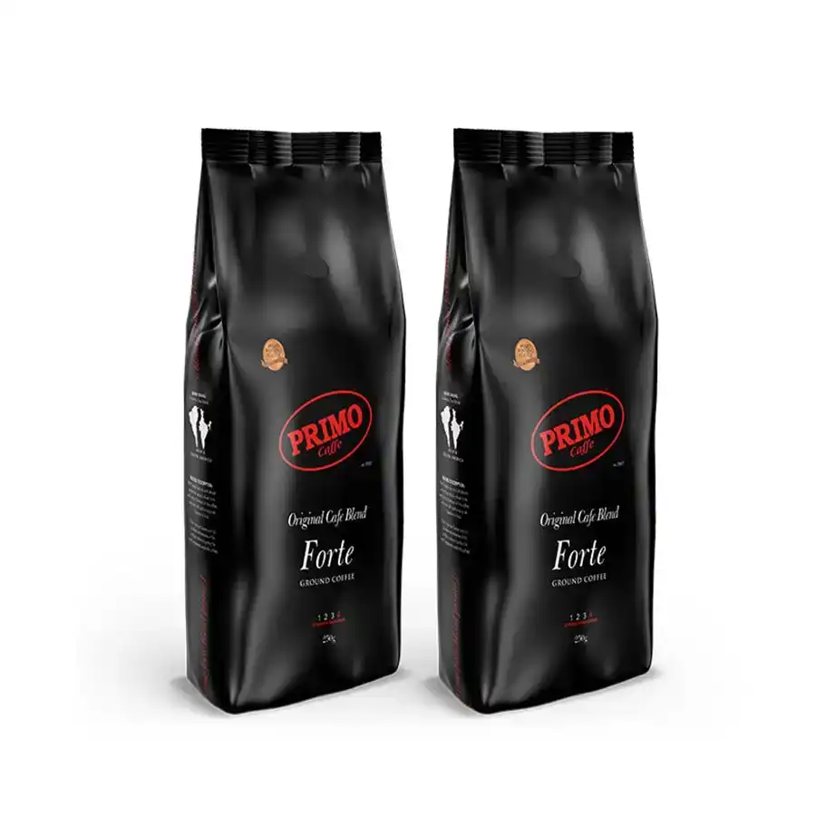2x Primo Caffe Forte 250g Ground Coffee Dark Roast Intensity 4 Machine/Plunger