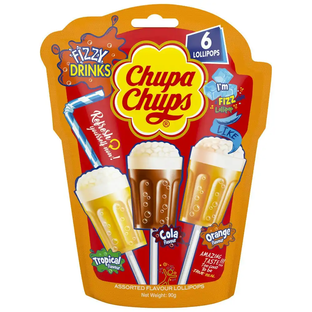 24pc Chupa Chups 360g Fizzy Drinks Flavoured Lollipops Sweet/Confectionery/Candy