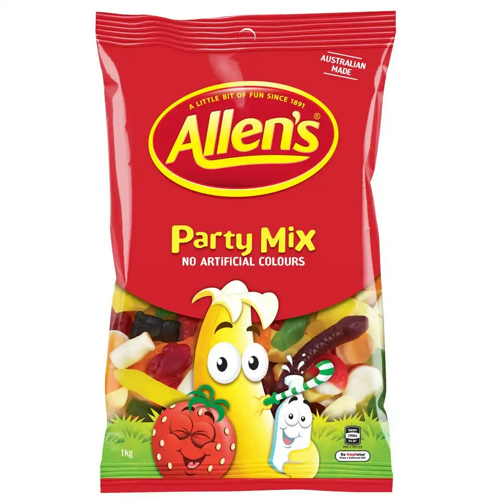 Allen's 1.3kg Party Mix Snakes/Furits/Fruit Jelly/Milk Bottle/Frogs Lolly Snack