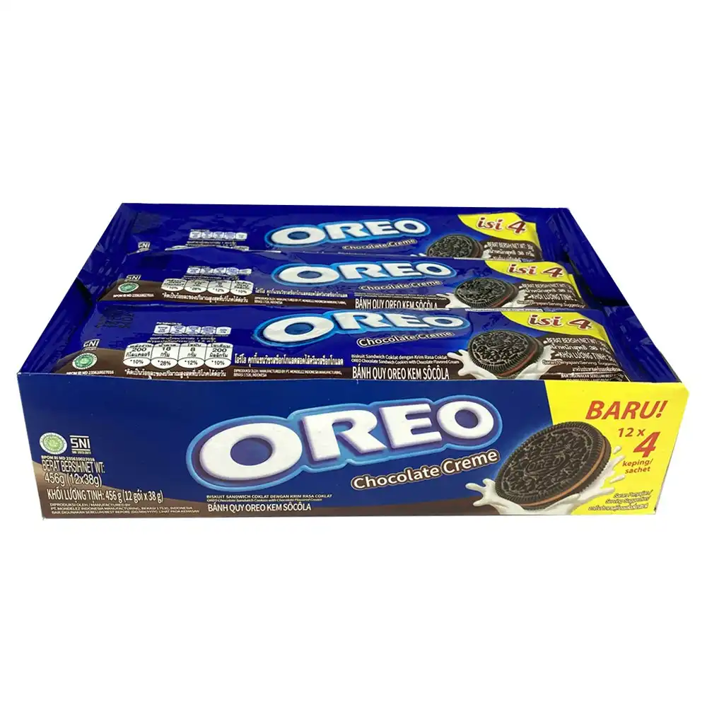 12PK Oreo Snack Pack 38g Chocolate Creme Biscuits Sweet/Candy/Confectionery