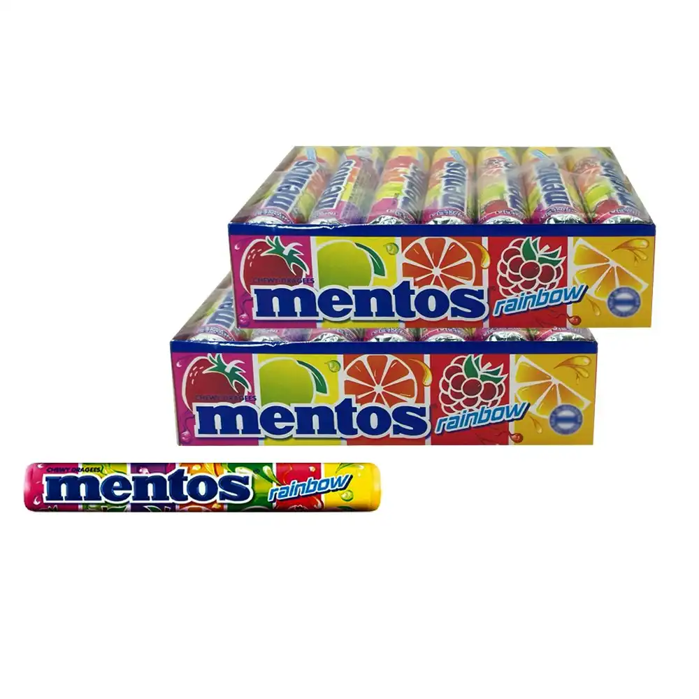 2x14pc Mentos Inner Roll 29g Rainbow Flavour Treat/Sweet/Snack Confectionery