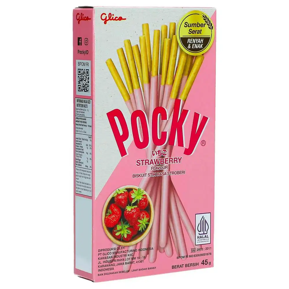 10pk Glico Edible Pocky Straberry Flavoured Biscuit Share Pack Snack Sticks