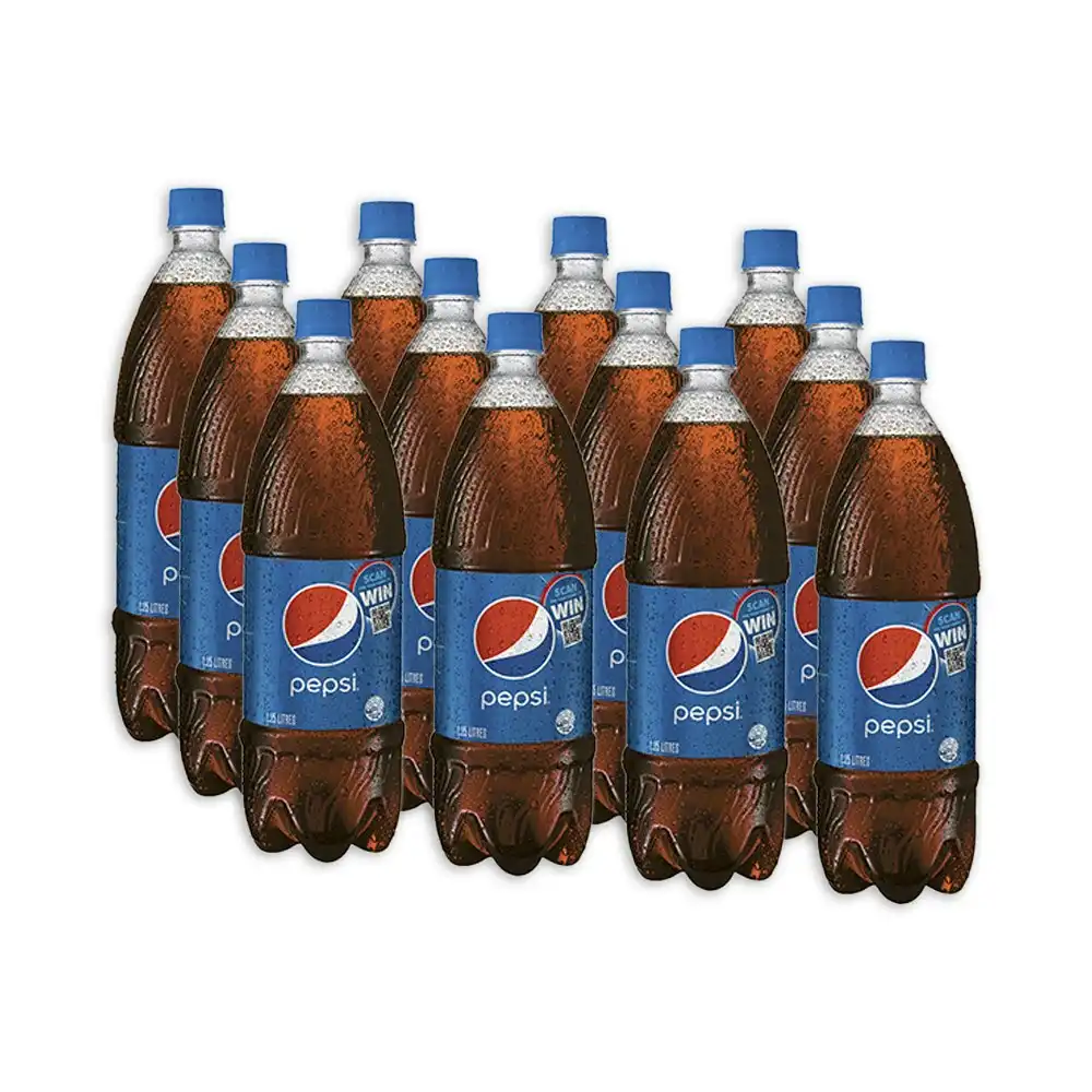 12pc Pepsi Cola Flavoured Soft Drink Sparkling/Carbonated Soda Bottles 1.25L