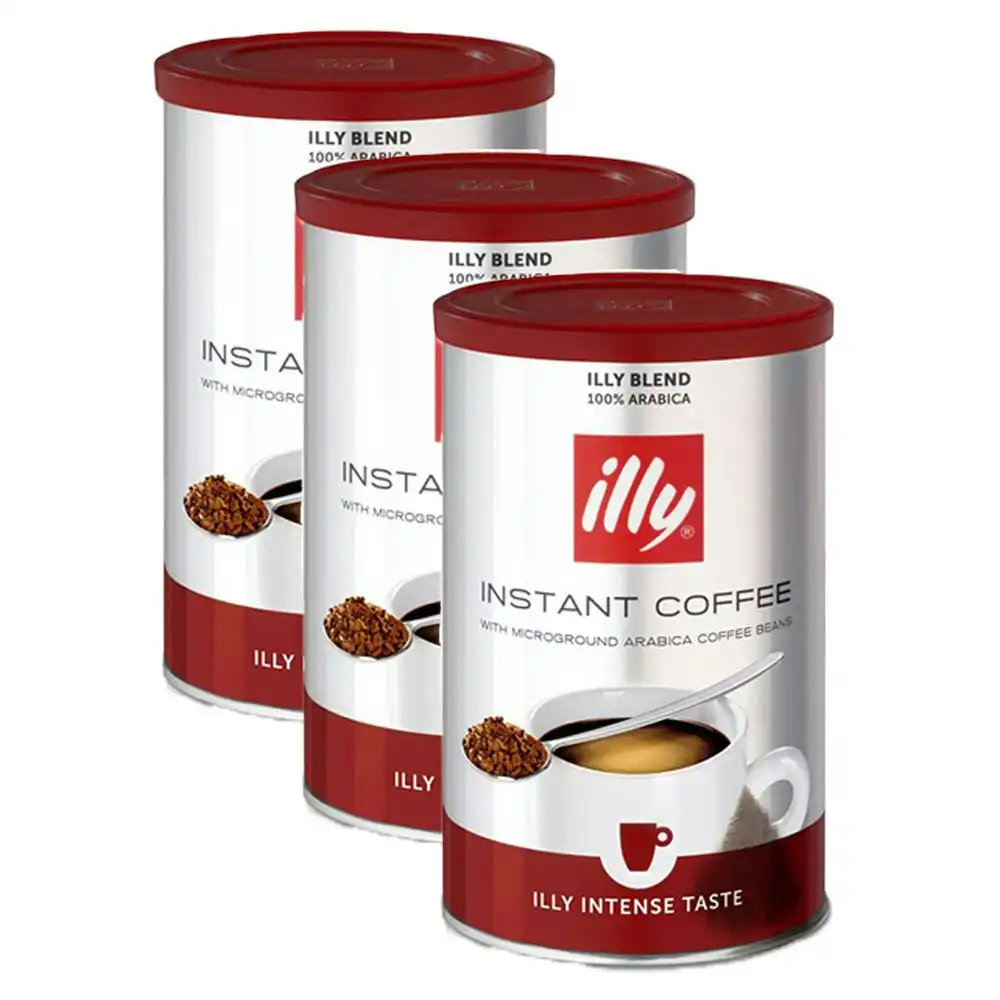 3x Illy Blend 95g Instant Intense Arabica Coffee Robust Finish/Bold Roast Drink