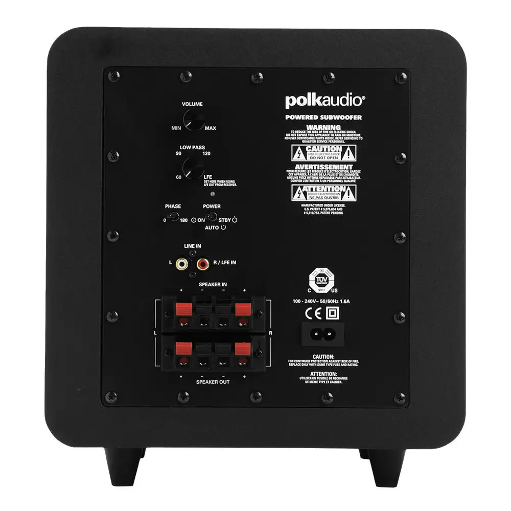 Polk Audio 300W 8" Bass Active Powered Subwoofer Home Theatre Speaker PSW111 BLK