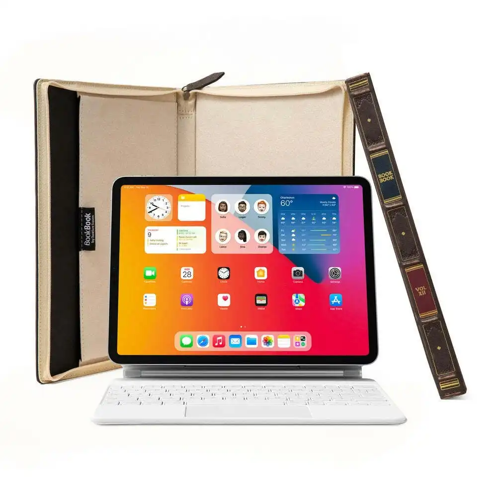 Twelve South BookBook Case Cream Lining Folio Cover For 12.9" iPad/Keyboard BRN