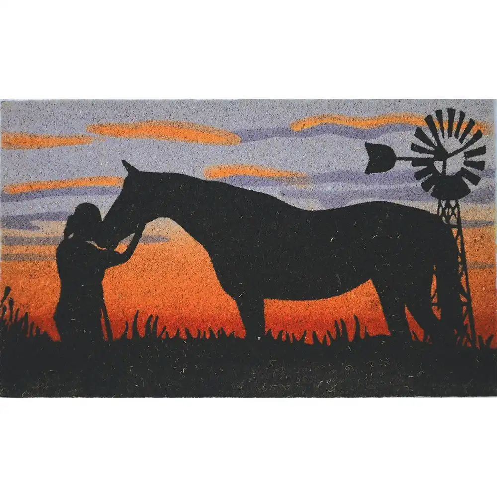 Solemate Latex Backed Coir Lady & Horse 45x75cm Slim Outdoor Stylish Doormat