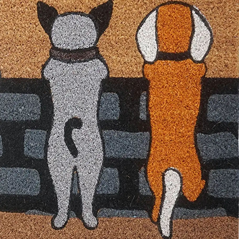 Solemate Latex Backed Coir Dogs on Fence 45x75cm Slimline Outdoor Doormat