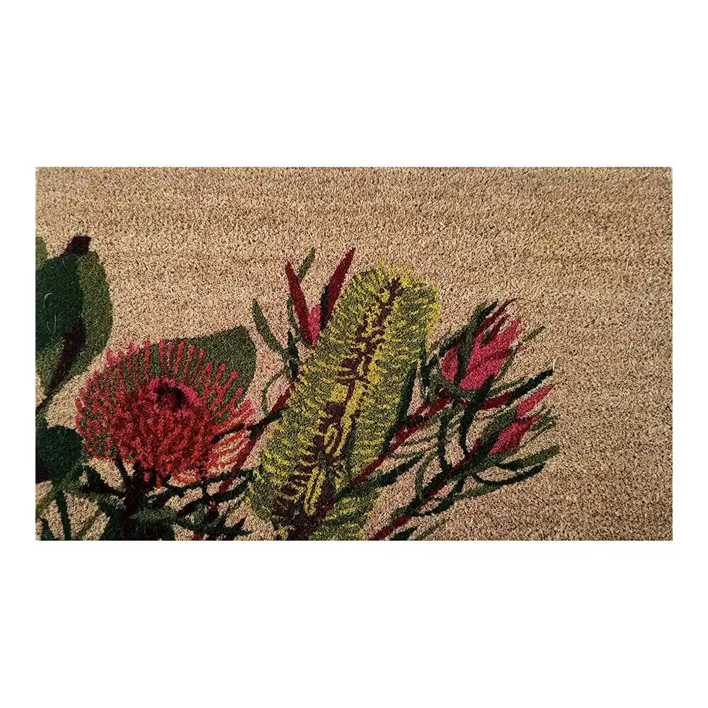 Solemate Latex Backed Coir Aussie Flowers 45x75cm Slimline Outdoor Doormat