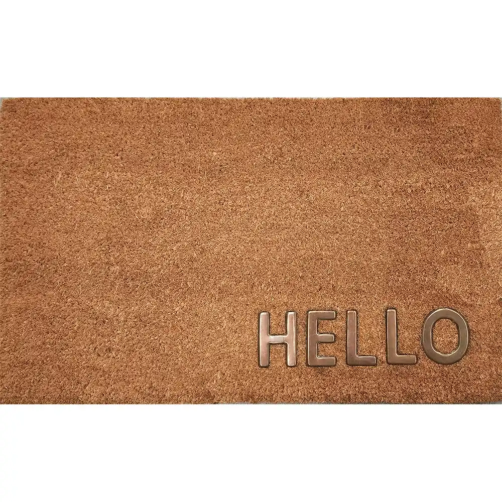Solemate PVC Coir Copper Hello 45x75cm Durable Stylish Outdoor Front Doormat