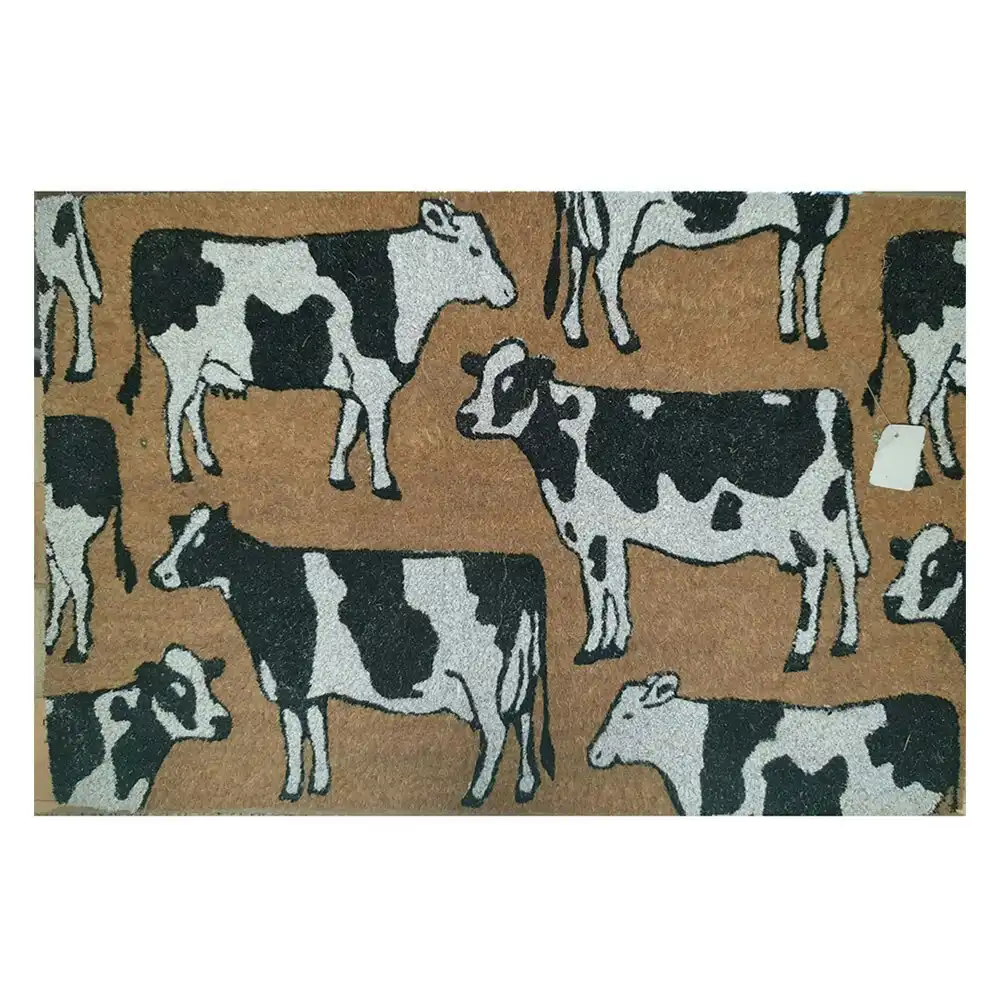 Solemate Latex Backed Coir Dairy Cows 50x80cm Slim Outdoor Stylish Doormat