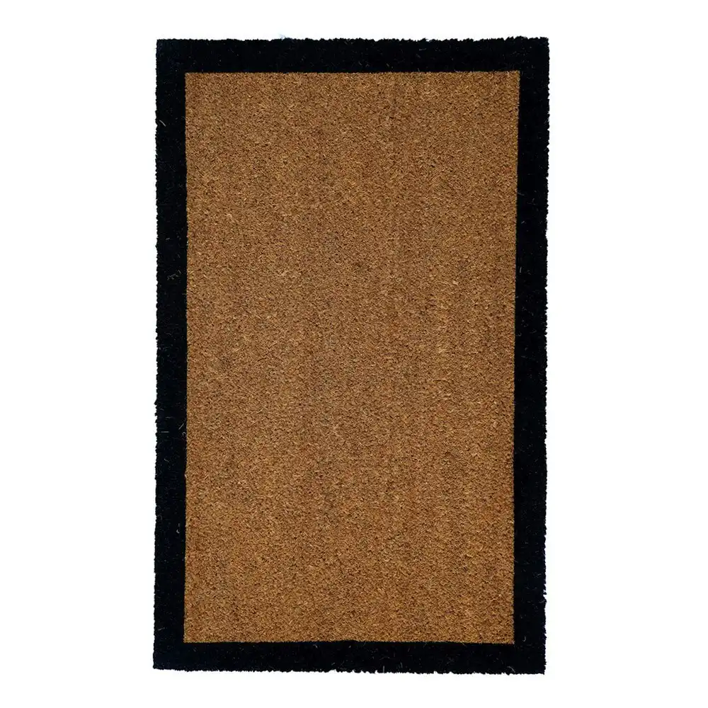 Solemate Latex Backed Coir Black Border 50x80cm Slim Outdoor Stylish Doormat