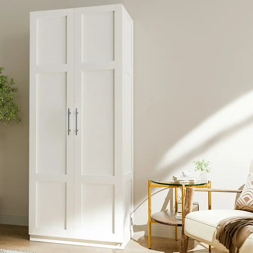 Artiss 2 Door Wardrobe Bedroom Cupboard White