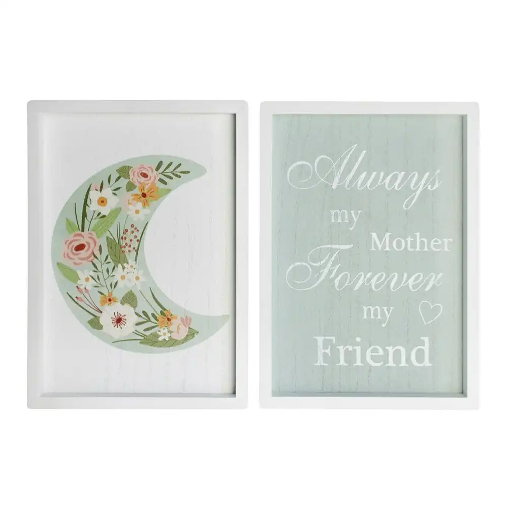 2pc Decorative MDF 20x28cm Mother Friend Wall Hanging Sign Home Room Decor Set