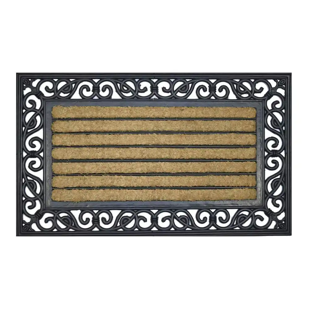 Solemate Rubber& Coconut Coir Ribbed 45x75cm Stylish Outdoor Entrance Doormat