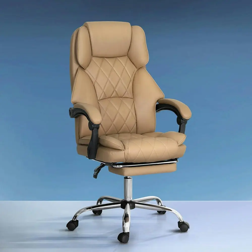 Artiss Executive Office Chair Leather Footrest Espresso One Deal