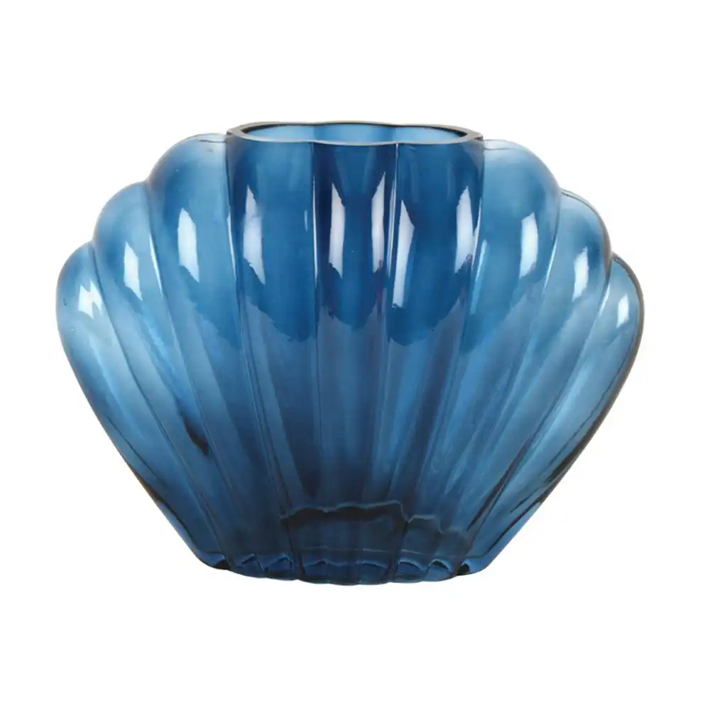 Maine & Crawford Billie 22x17cm Shell Glass Flower Vase Home/Office Decor Blue