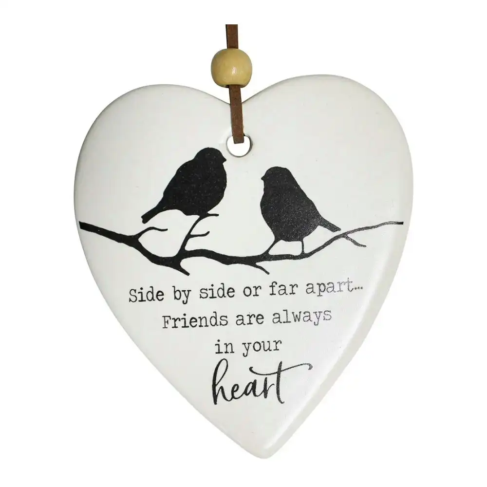 3x Ceramic Hanging 8x9cm Heart Birds Side By Side Ornament w/Hanger Home Decor