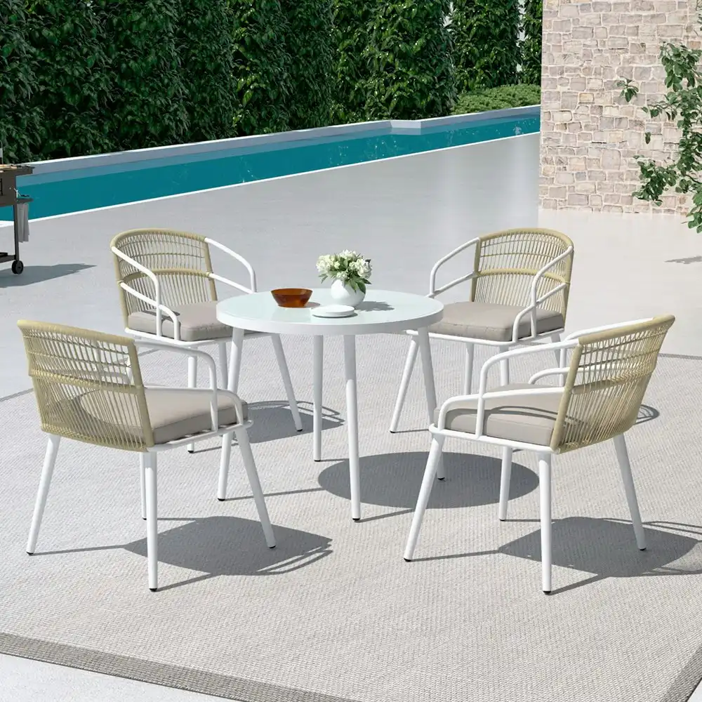 Gardeon 5pc Outdoor Furniture Table and chairs Dining Set Patio 4 Seater