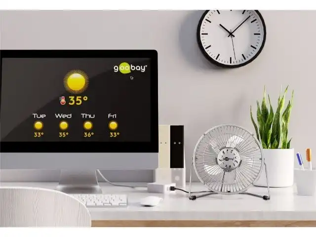 Goobay Portable 8-inch Desktop USB Cooling Fan Air Cooler For Laptop/PC Silver