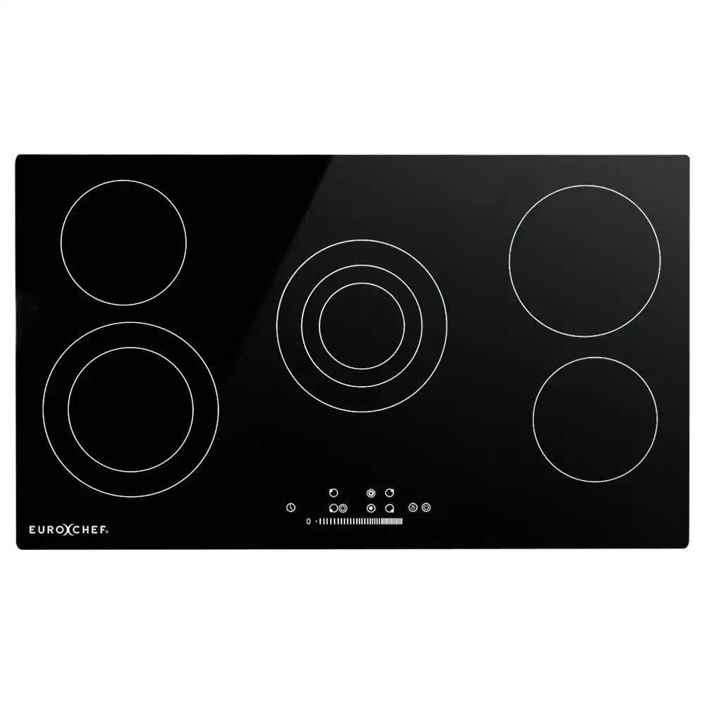 EuroChef 90cm 5 Zone Ceramic Cooktop, 8900W Electric, FlexiZone Adjustable Size Hobs, Touch Controls