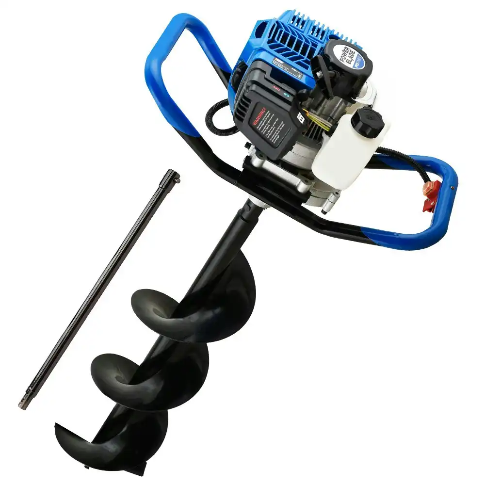 PowerBlade PD750 52cc 2-Stroke Petrol Post Hole Digger, 200mm Auger w/ 600mm Extension Shaft