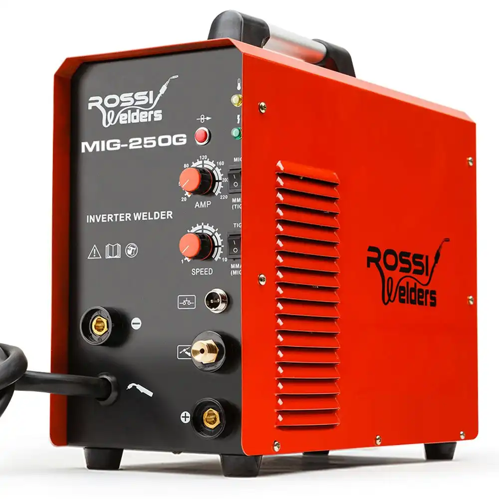 Rossi 250 Amp Inverter MIG Welder 4-in-1 TIG Stick GMAW ARC Gas Gasless, Portable Welding Machine