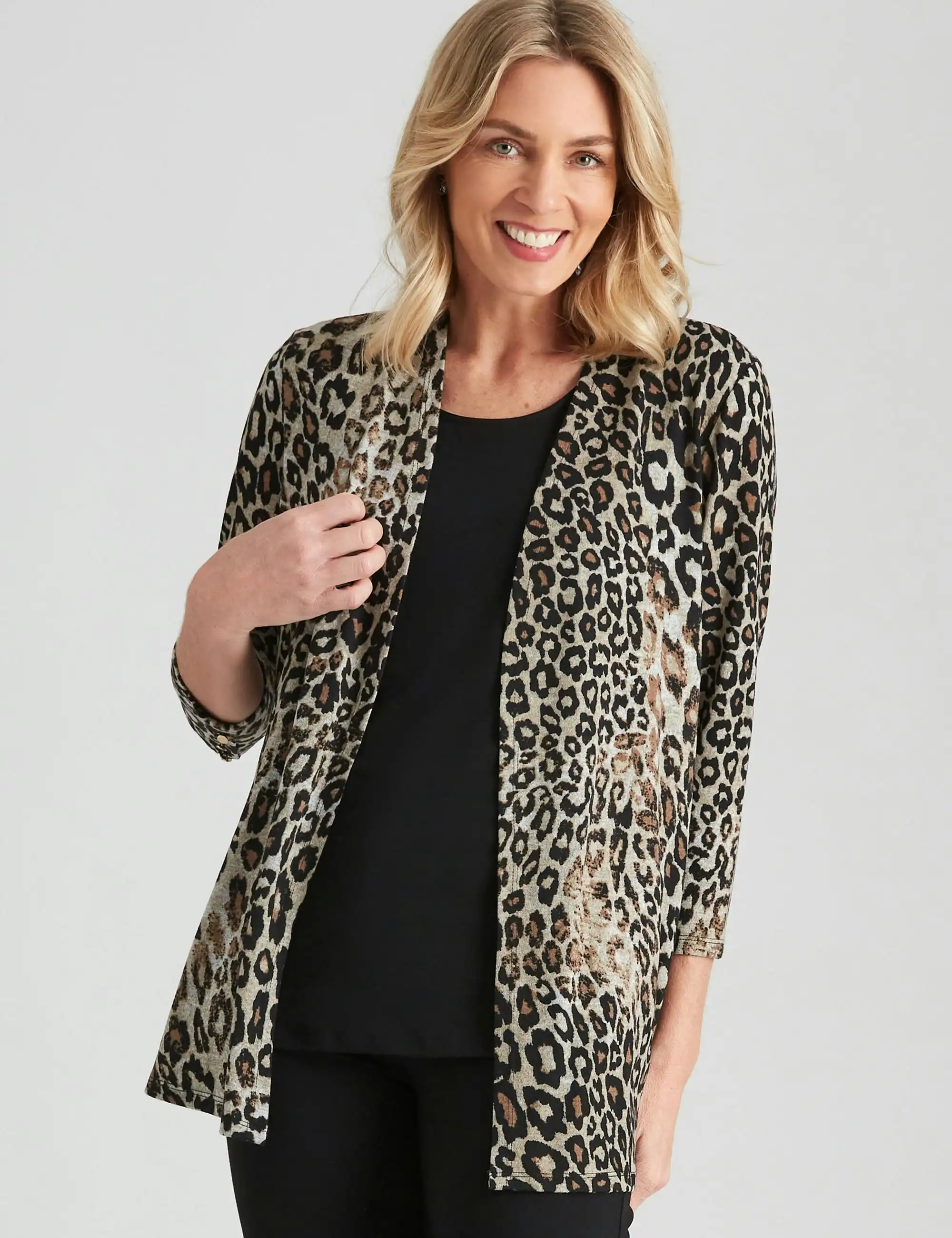 Noni B Button Leopard Cardigan
