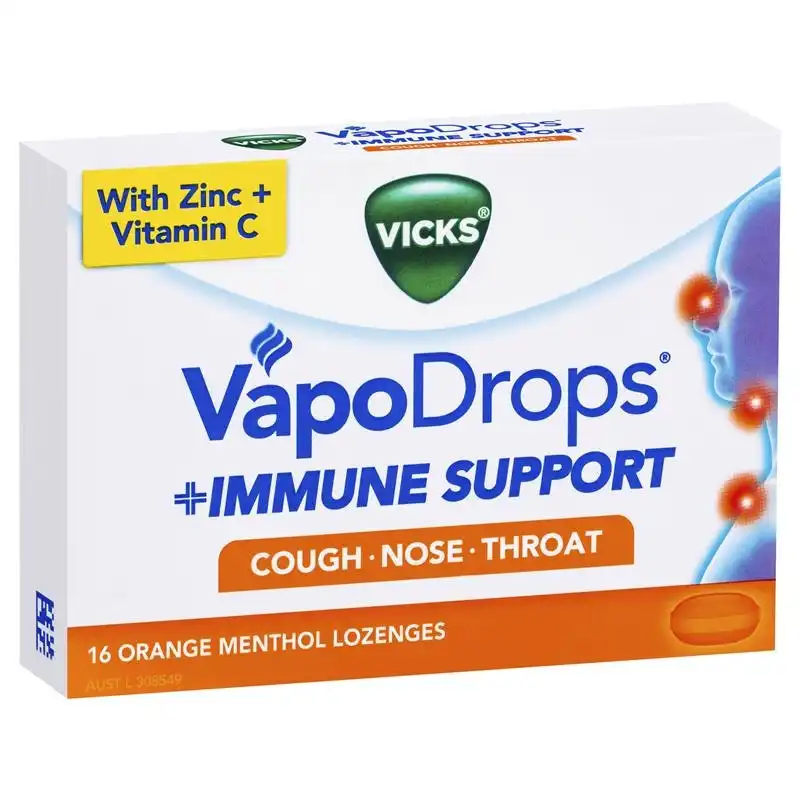 Vicks VapoDrops Immune Support Orange 16 Lozenges